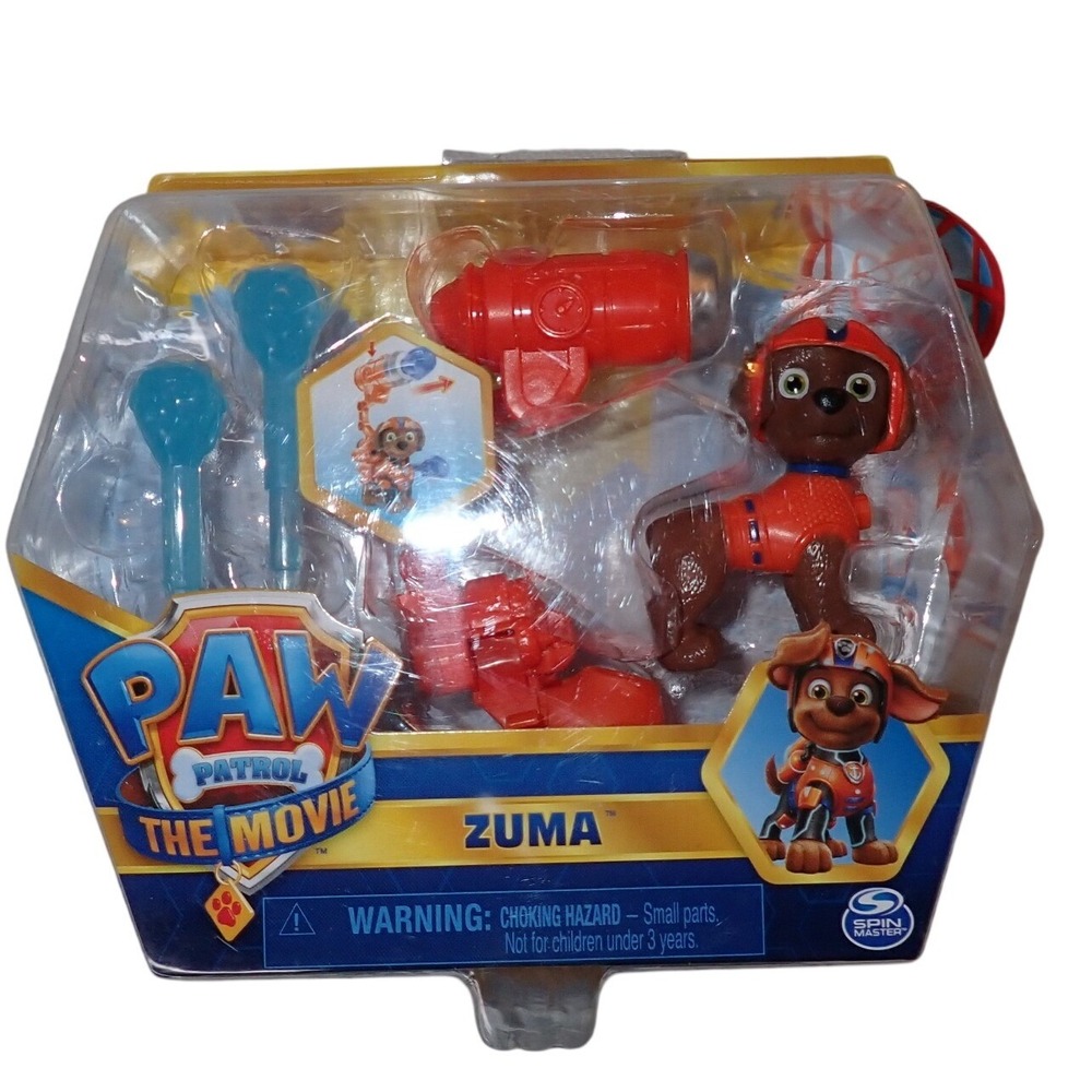 Paw Patrol The Movie Zuma Figure with Clip On Backpack launcher NEW Spin Master